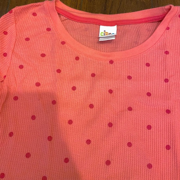 Circo Girls L 10/12 Thermal Long Sleeve Pink with Red Polka Dots - Picture 2 of 5